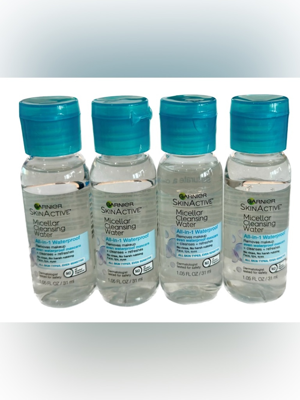 4 x Garnier skinActive Micellar Cleansing Water travel size 1.05 oz / 31 ml